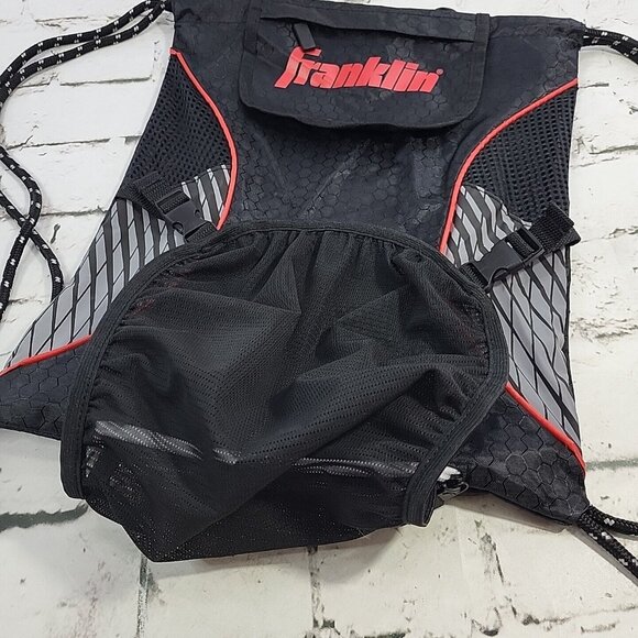 Franklin Deluxe Sport Sack String Backpack Black Red - Picture 7 of 10